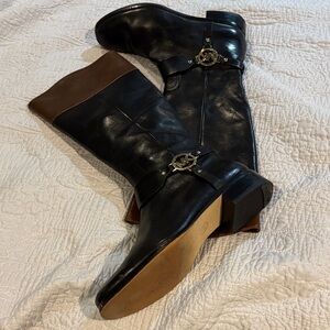 Black and Brown Leather Riding Boots by MICHAEL KORS. Genuine